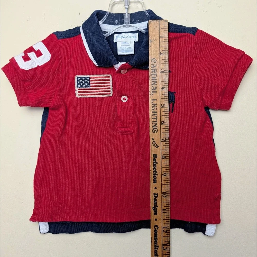 Ralph Lauren Polo Big Pony USA Flag Patch Baby Size 9 Months